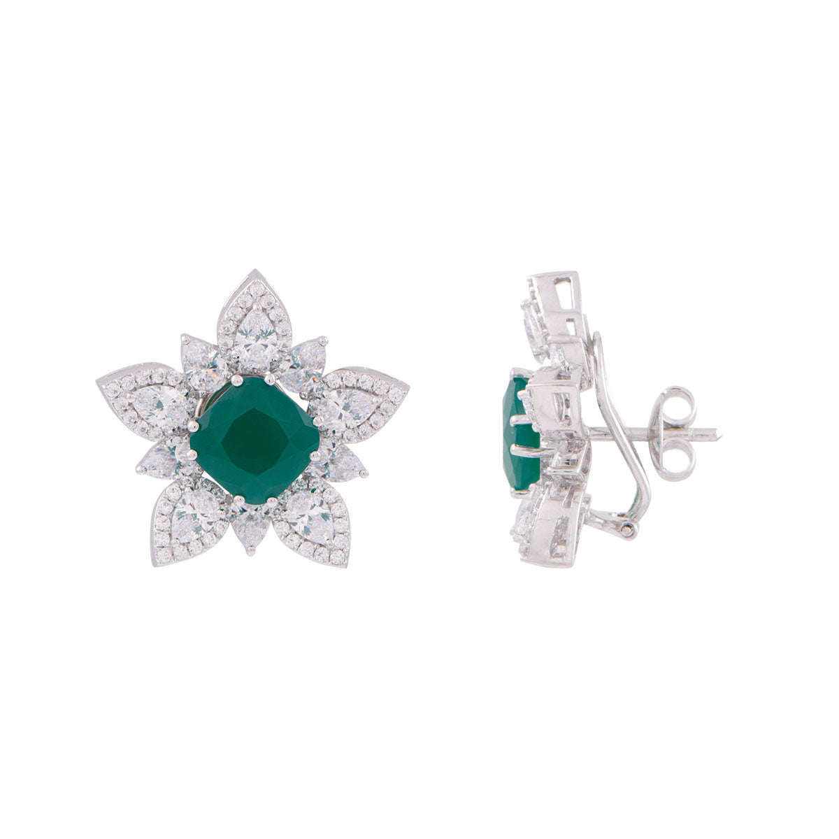 Snowflake Emerald Studs