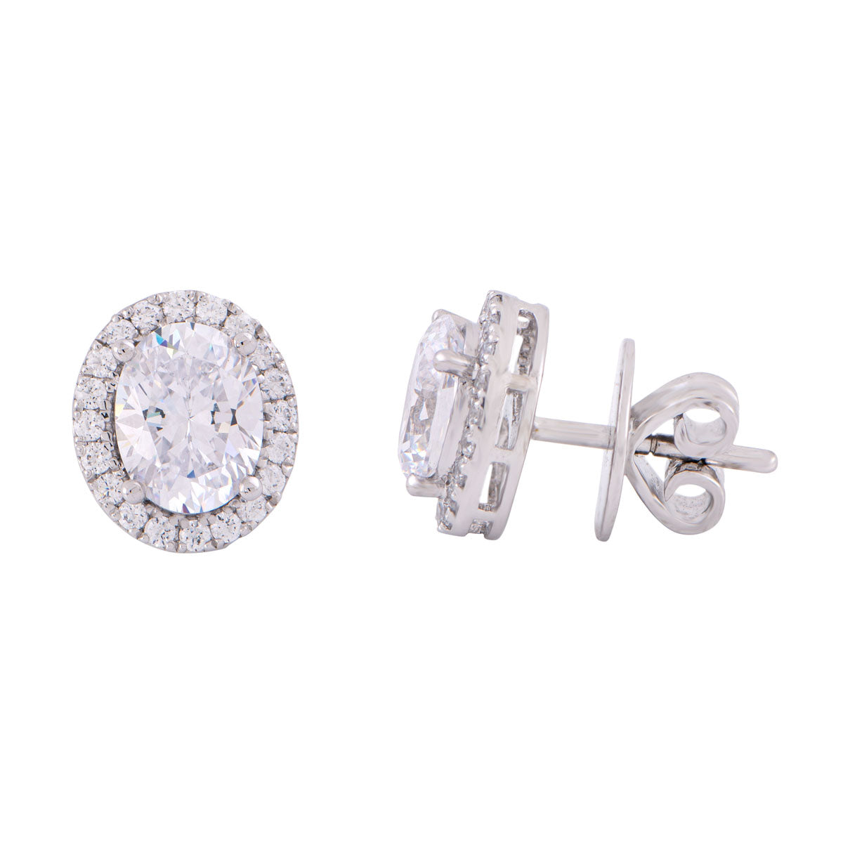 Oval Halo Diamond Studs
