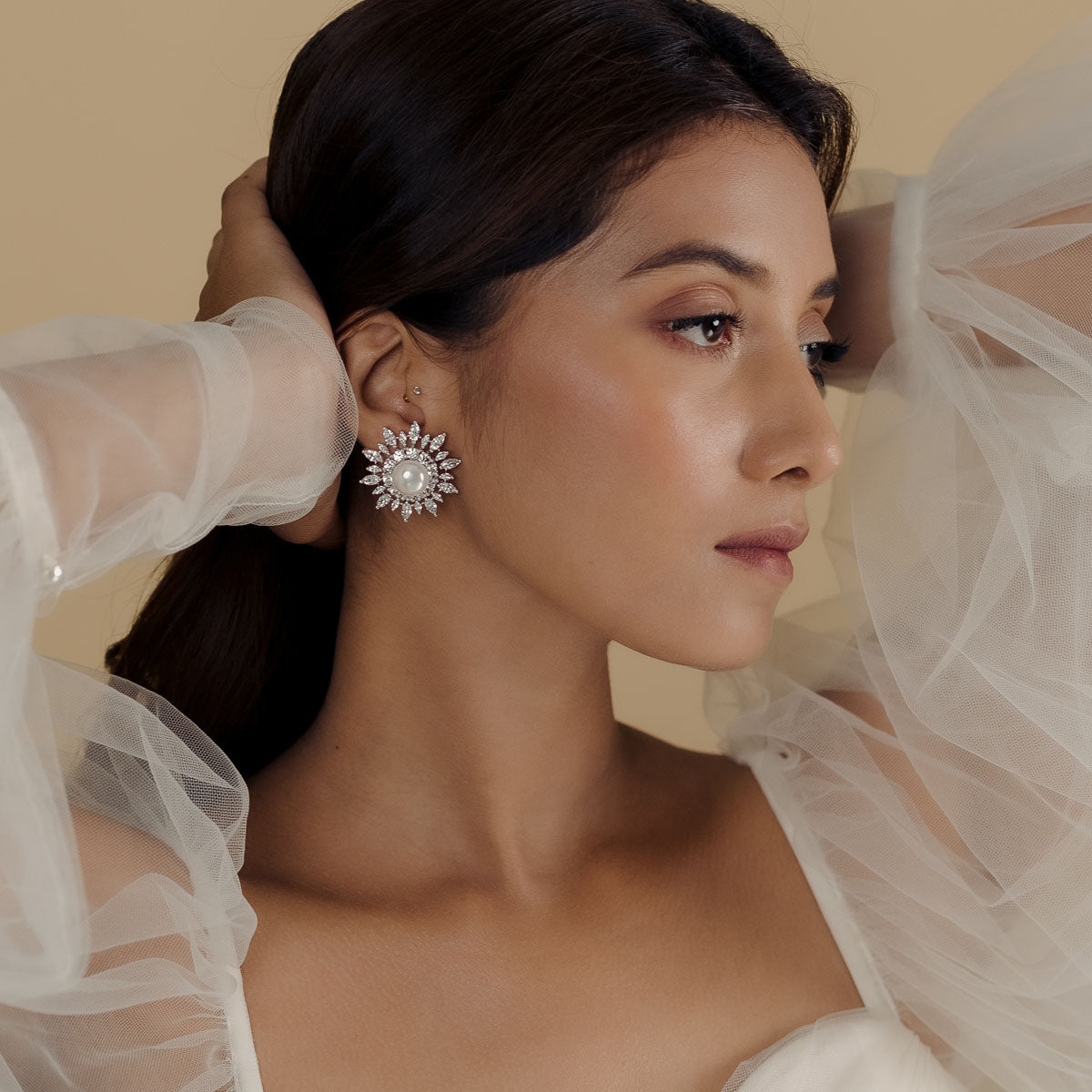 Sunburst Pearl Statement Studs