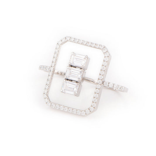 Floating Emerald-Cut Ring