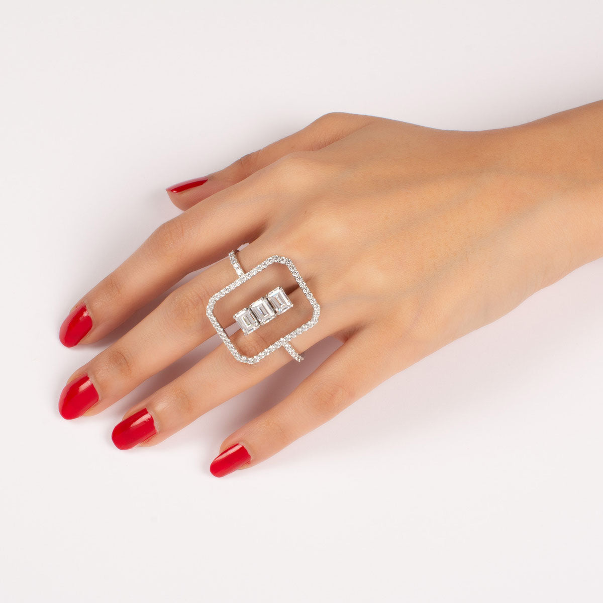 Floating Emerald-Cut Ring