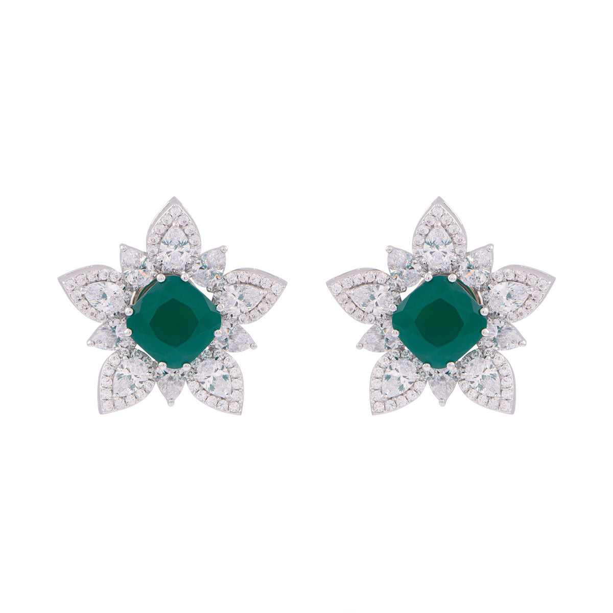 Snowflake Emerald Studs