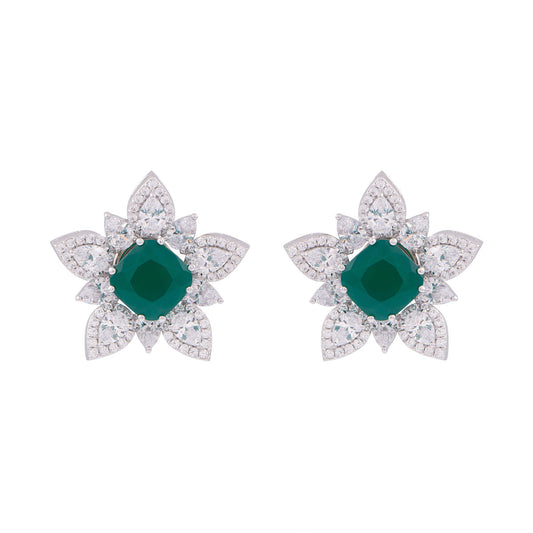 Snowflake Emerald Studs