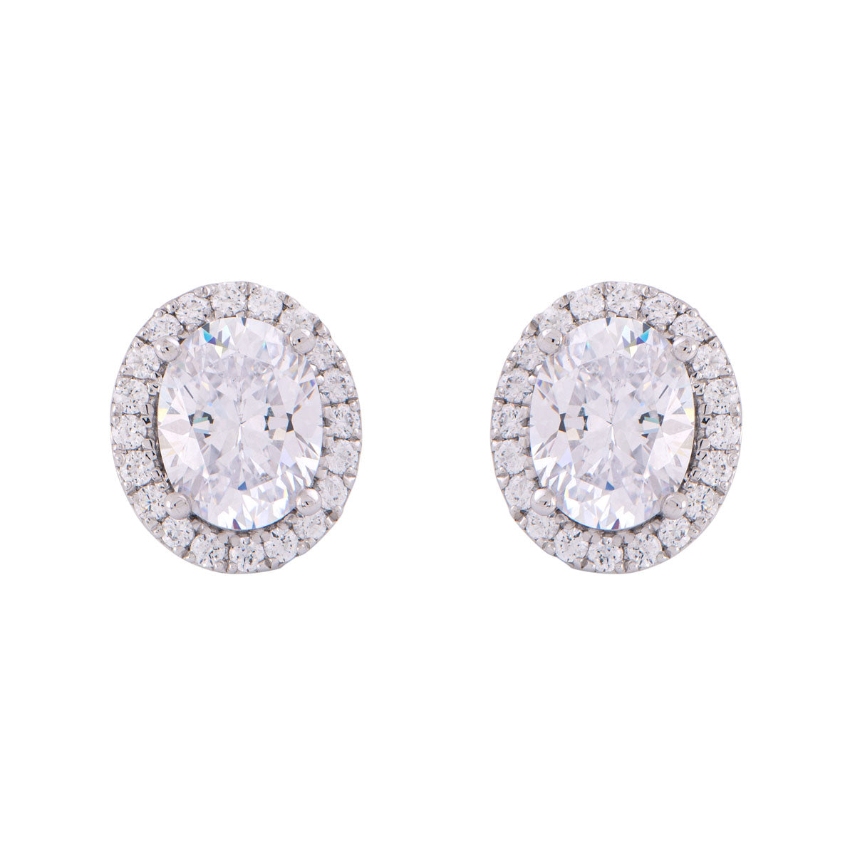 Oval Halo Diamond Studs