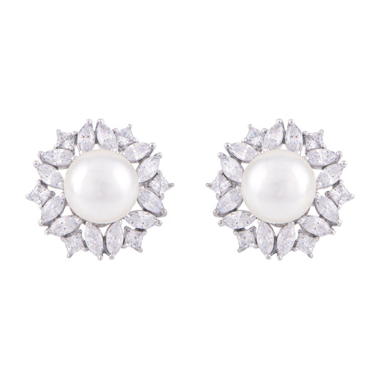 Statement Pearl & Diamond Halo Studs