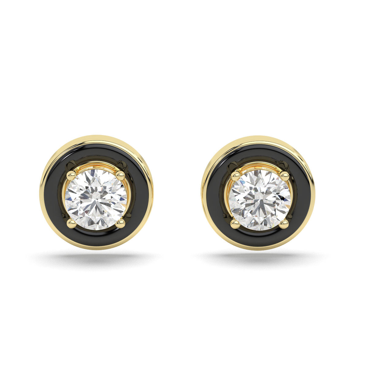 Two-Way Solitaire Studs with Black Enamel Jacket