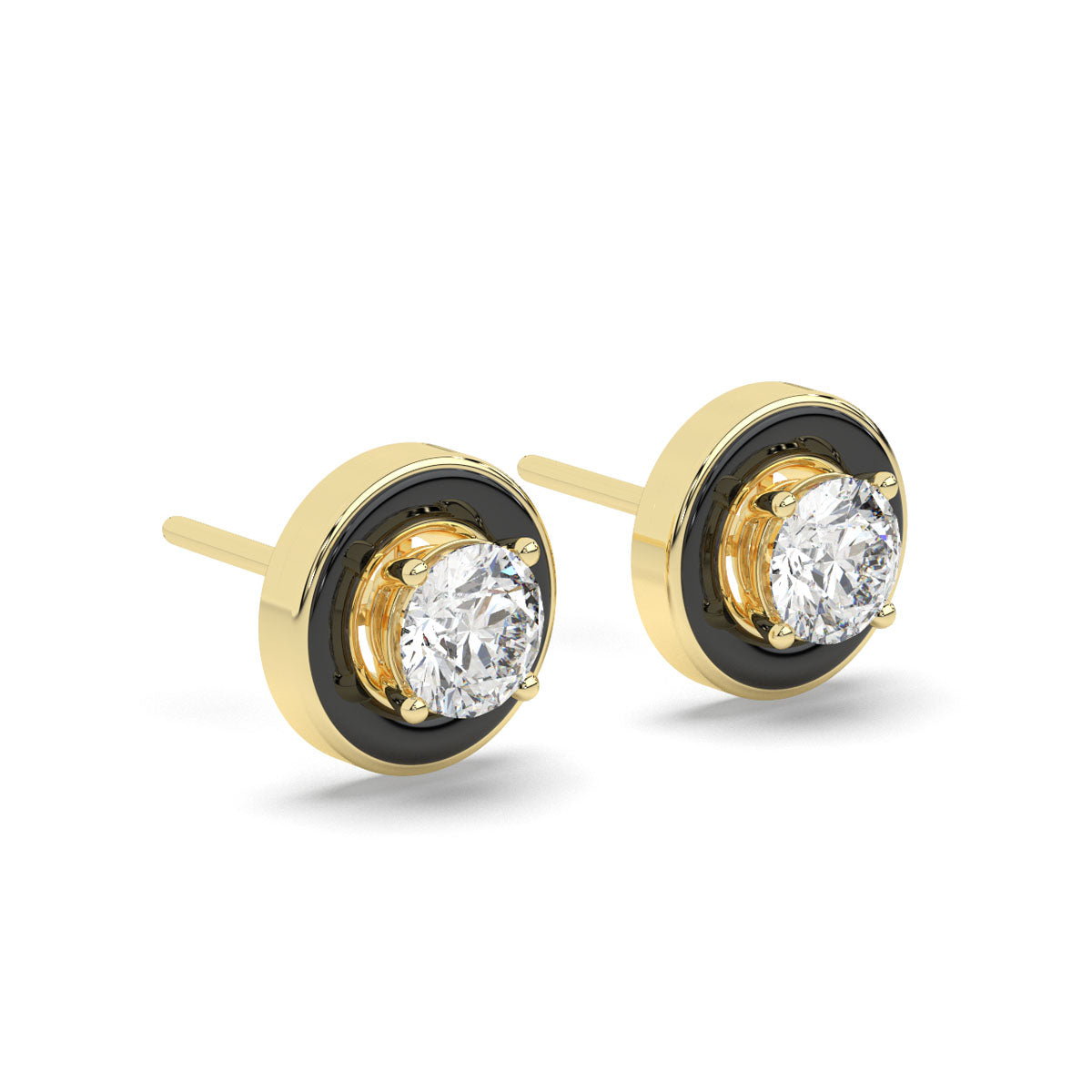 Two-Way Solitaire Studs with Black Enamel Jacket