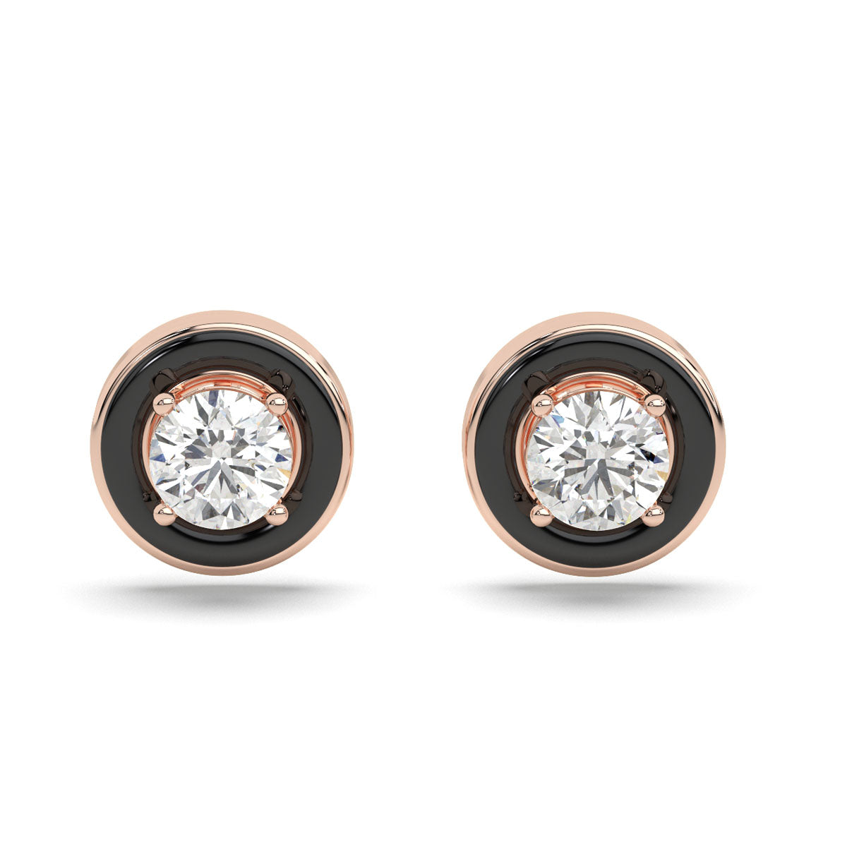 Two-Way Solitaire Studs with Black Enamel Jacket