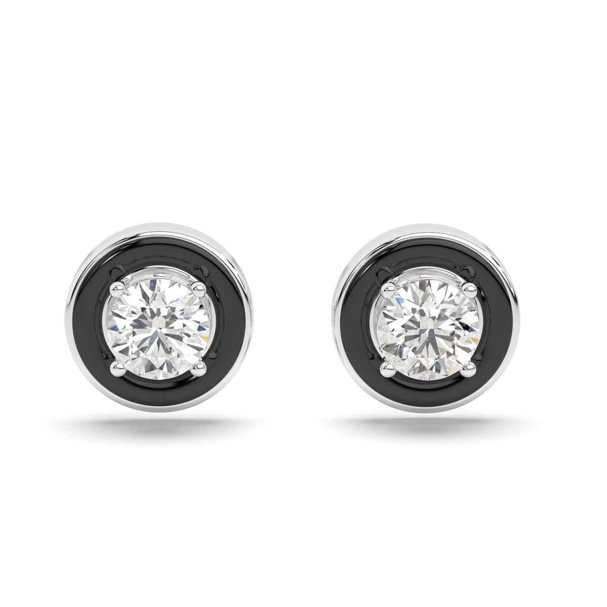 Two-Way Solitaire Studs with Black Enamel Jacket