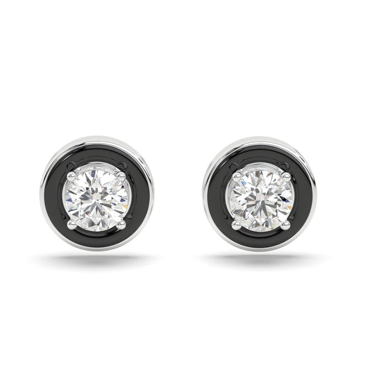 Two-Way Solitaire Studs with Black Enamel Jacket
