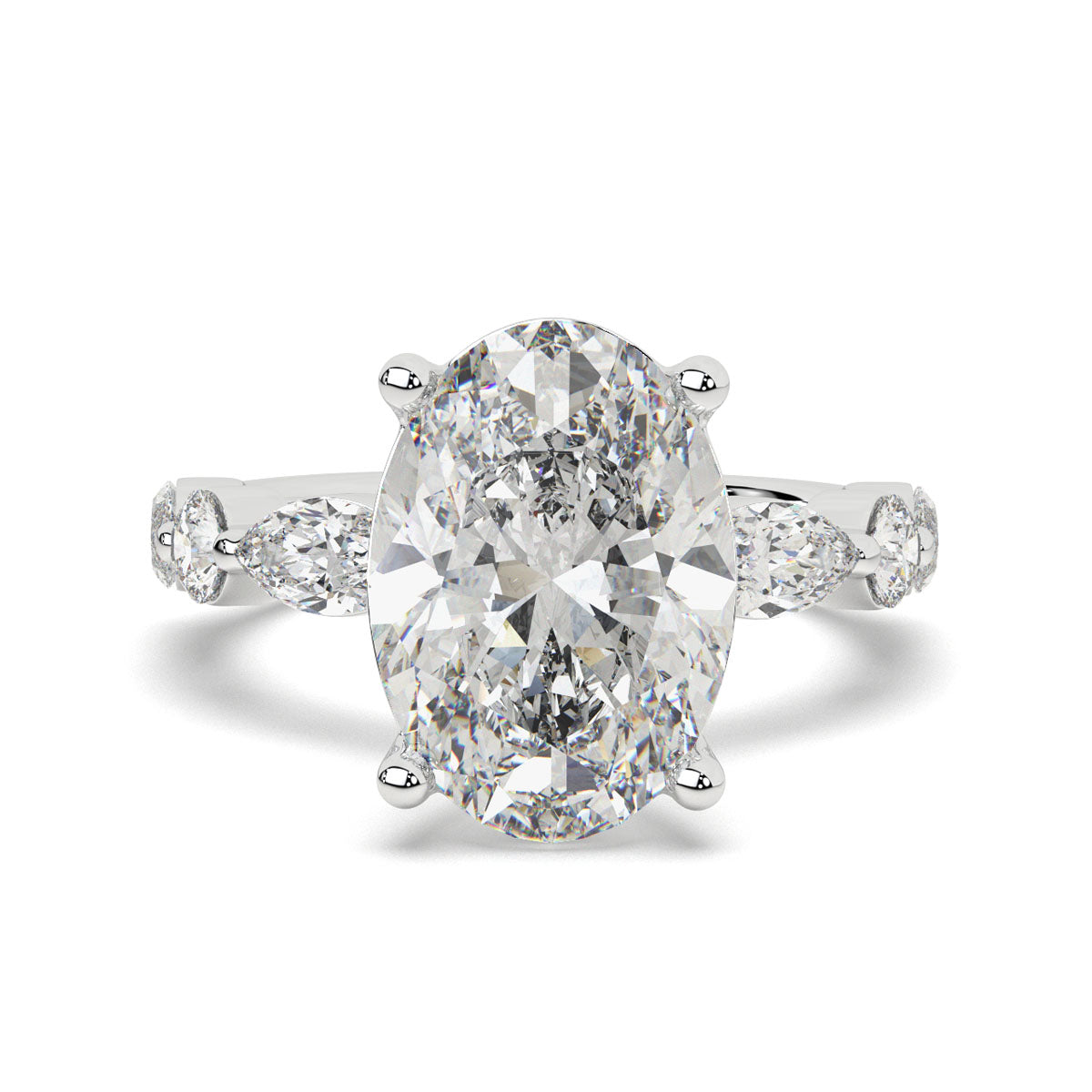 Oval Solitaire with Mixed Shape Band