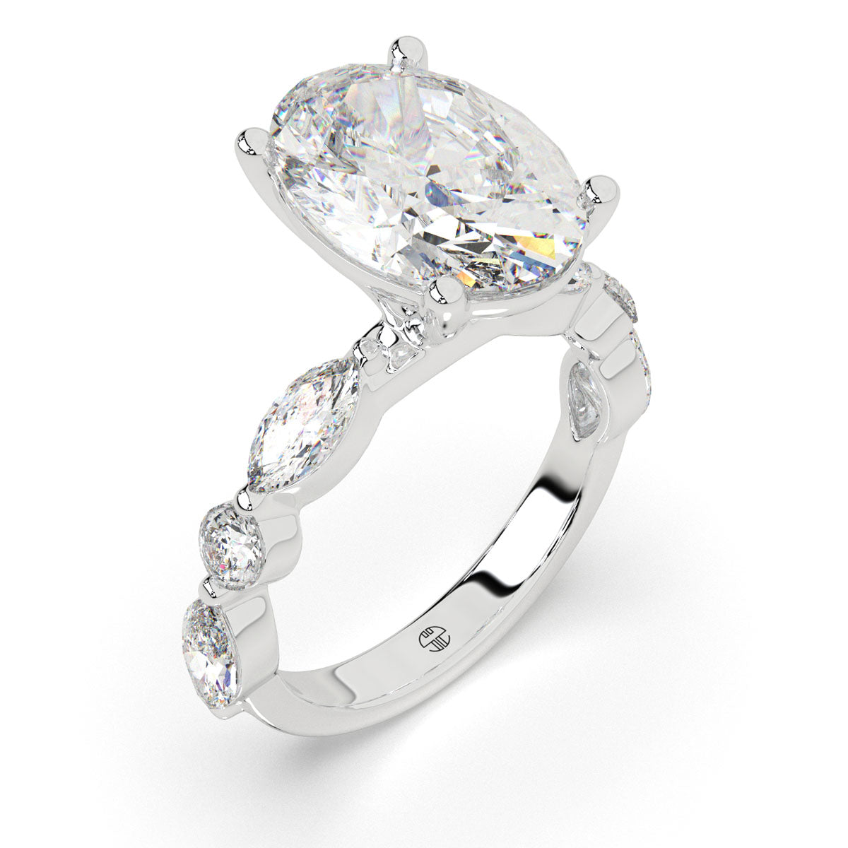 Oval Solitaire with Mixed Shape Band