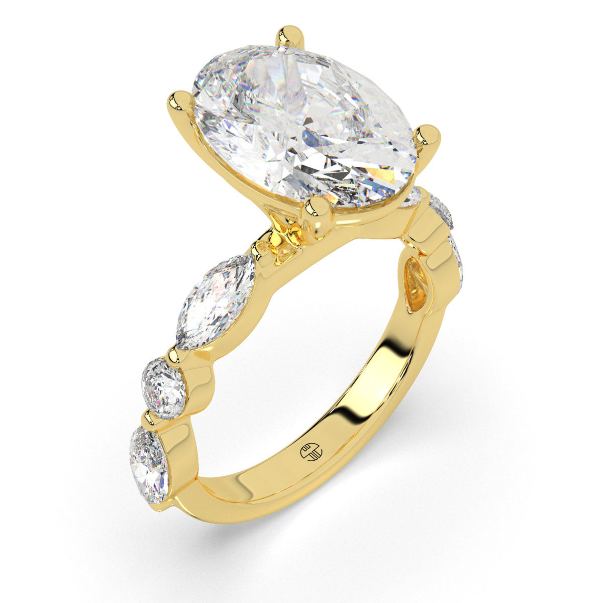 Oval Solitaire with Mixed Shape Band