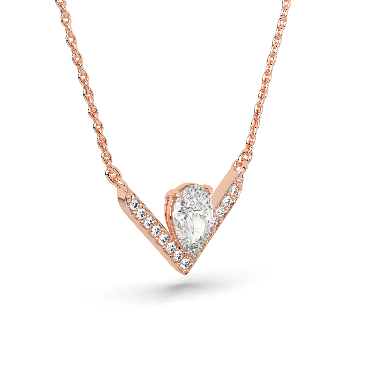 Pear V Diamond Pendant