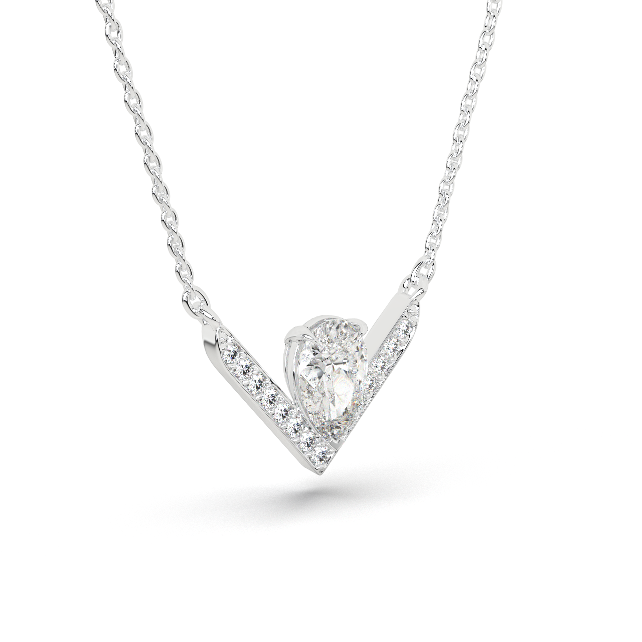 Pear V Diamond Pendant