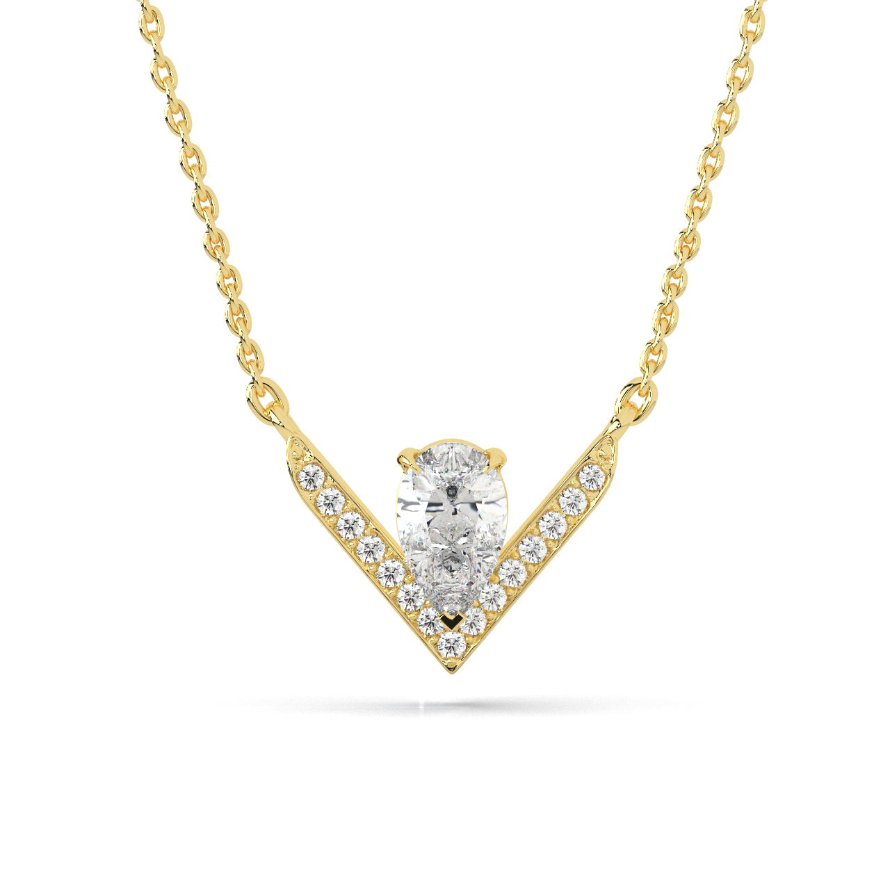 Pear V Diamond Pendant