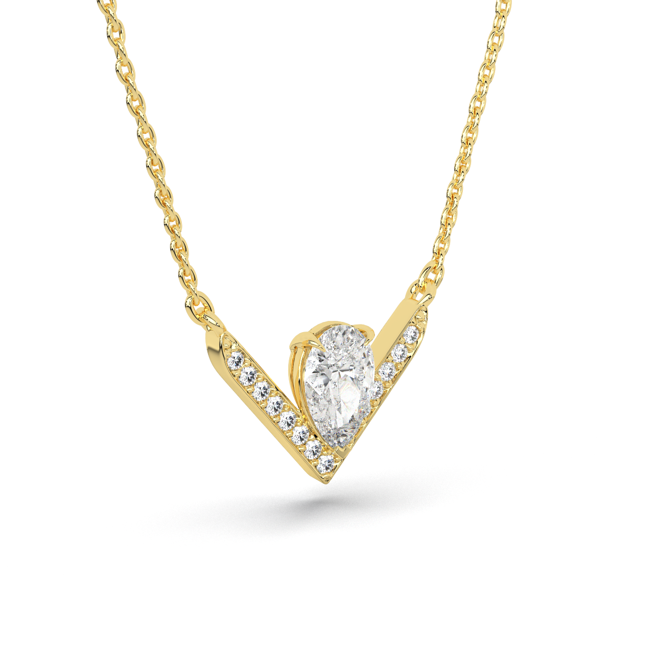 Pear V Diamond Pendant