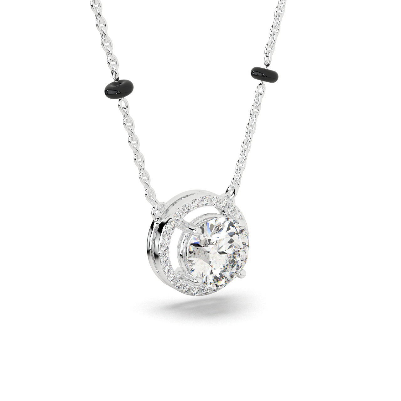 Halo Round Solitaire Mangalsutra