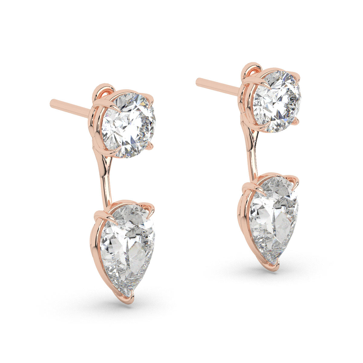 Two-Way Round & Pear Diamond Earrings