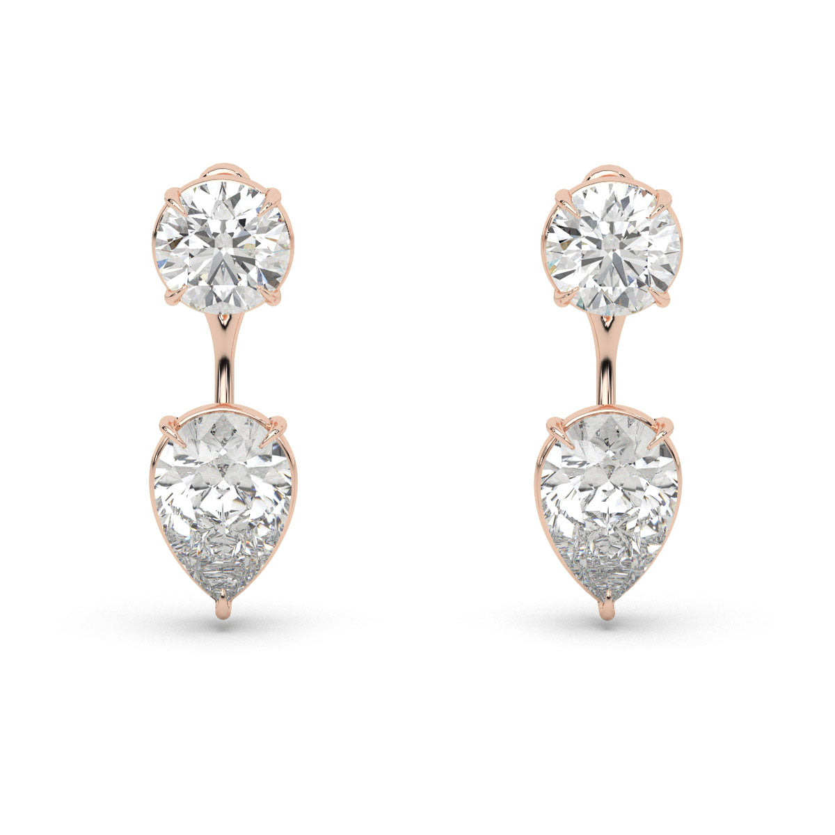 Two-Way Round & Pear Diamond Earrings