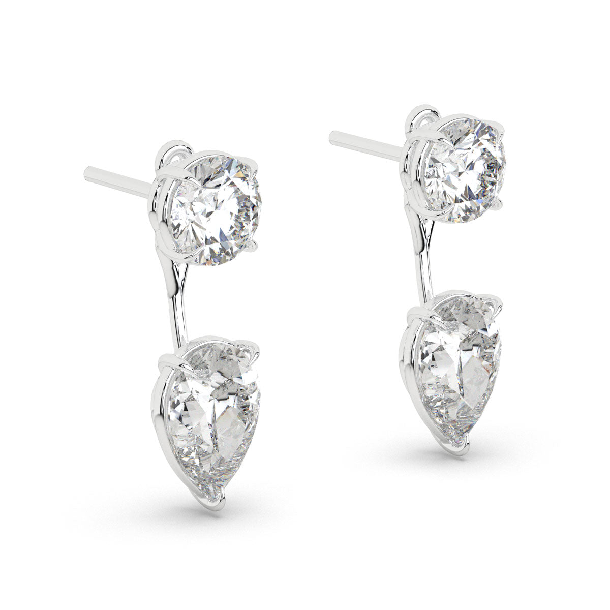 Two-Way Round & Pear Diamond Earrings