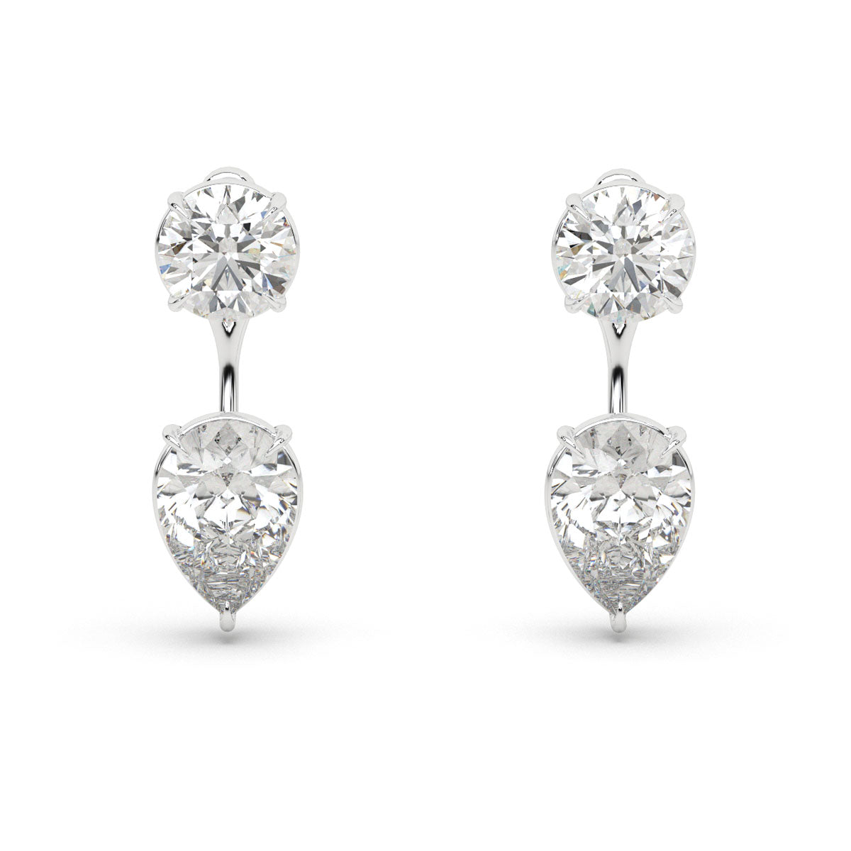 Two-Way Round & Pear Diamond Earrings
