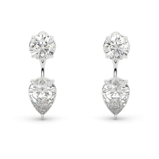 Two-Way Round & Pear Diamond Earrings