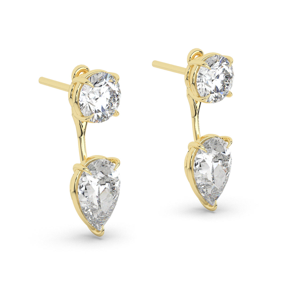 Two-Way Round & Pear Diamond Earrings