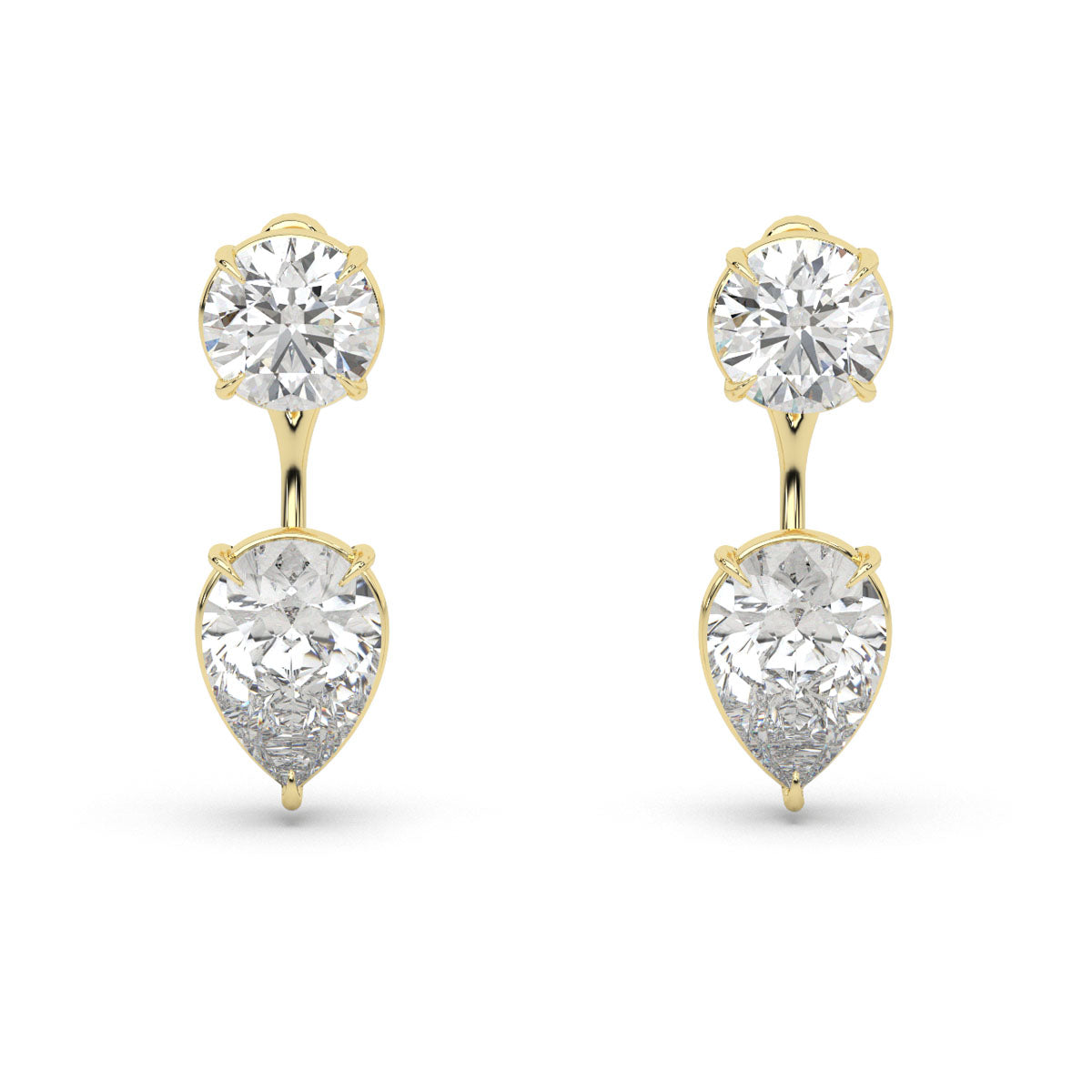 Two-Way Round & Pear Diamond Earrings