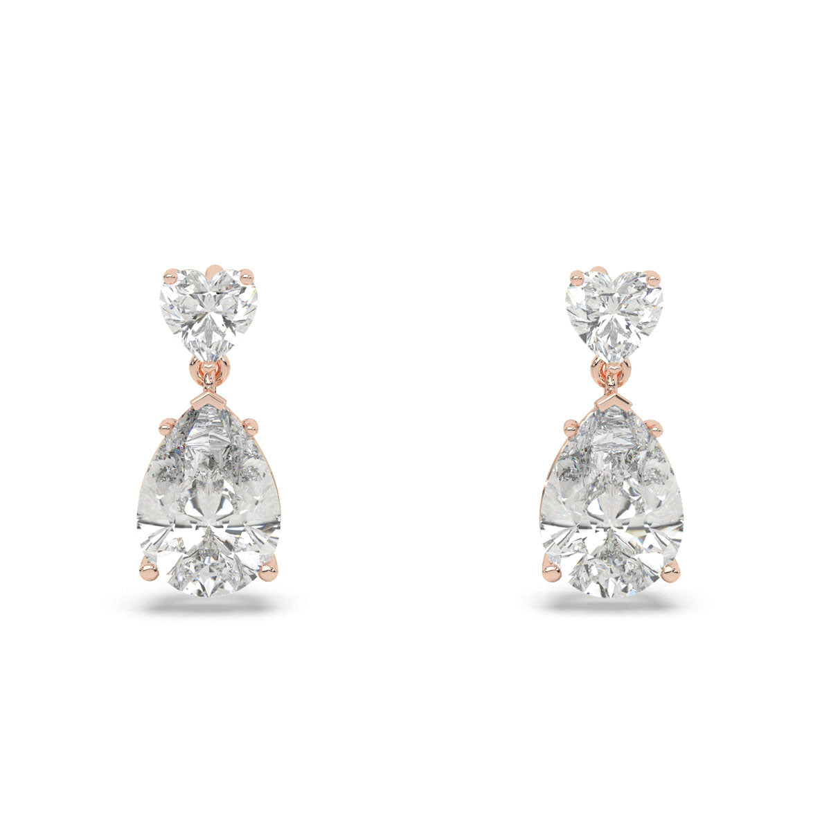 Heart & Pear Diamond Drop Earrings