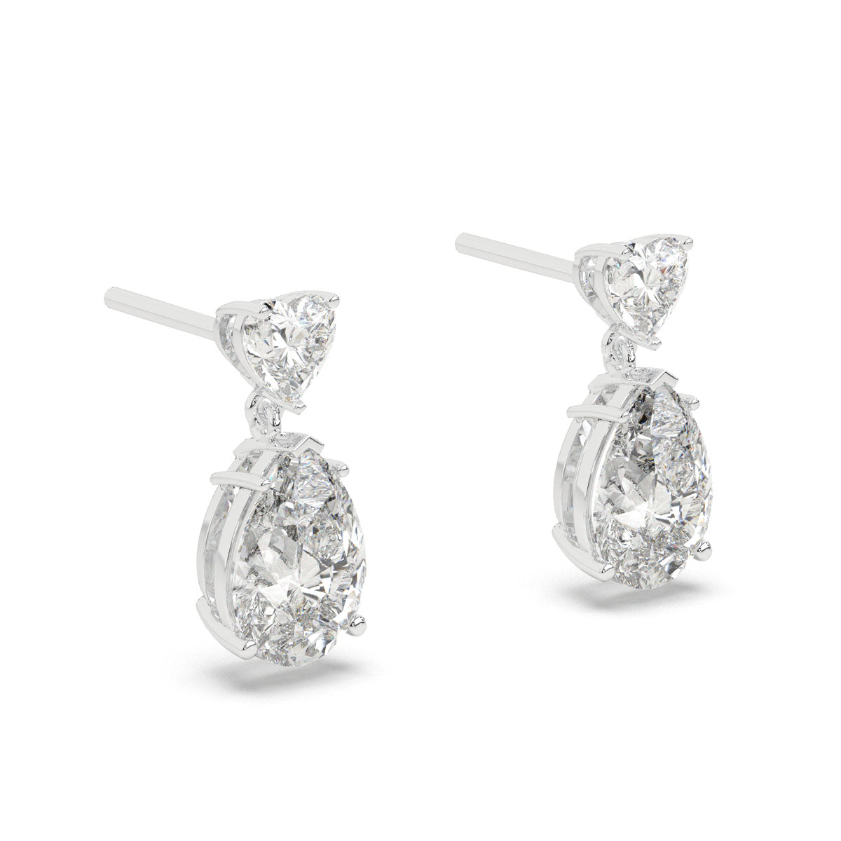 Heart & Pear Diamond Drop Earrings