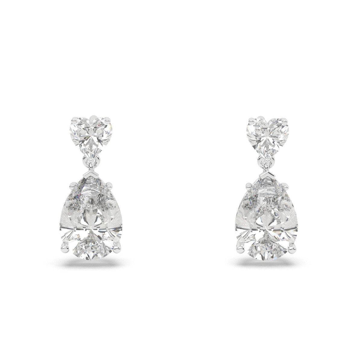 Heart & Pear Diamond Drop Earrings