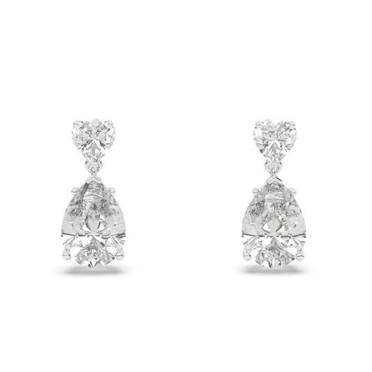Heart & Pear Diamond Drop Earrings