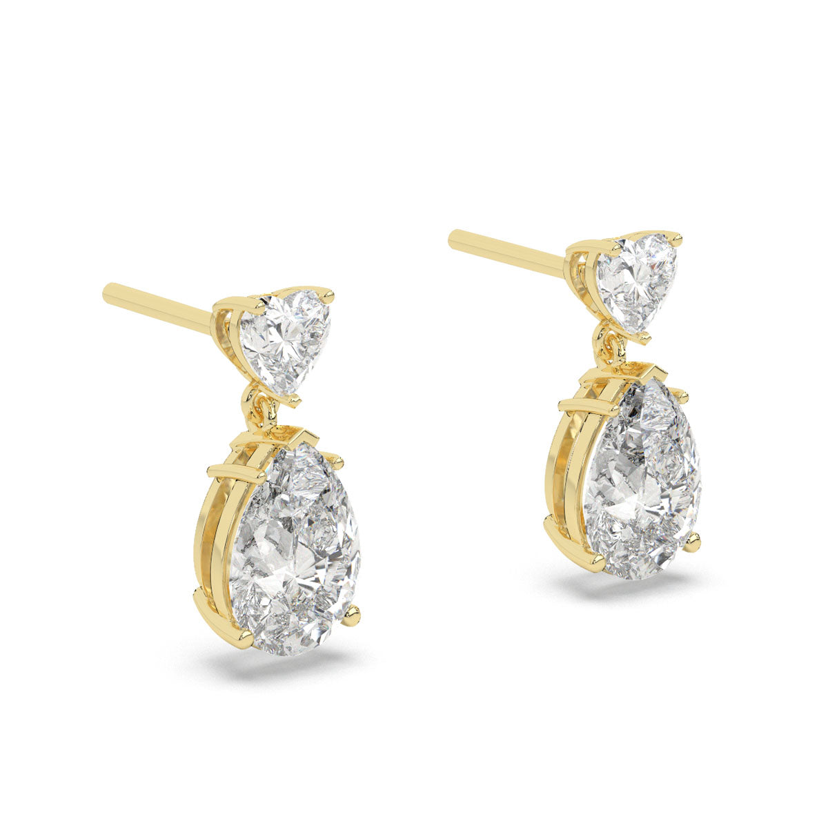 Heart & Pear Diamond Drop Earrings