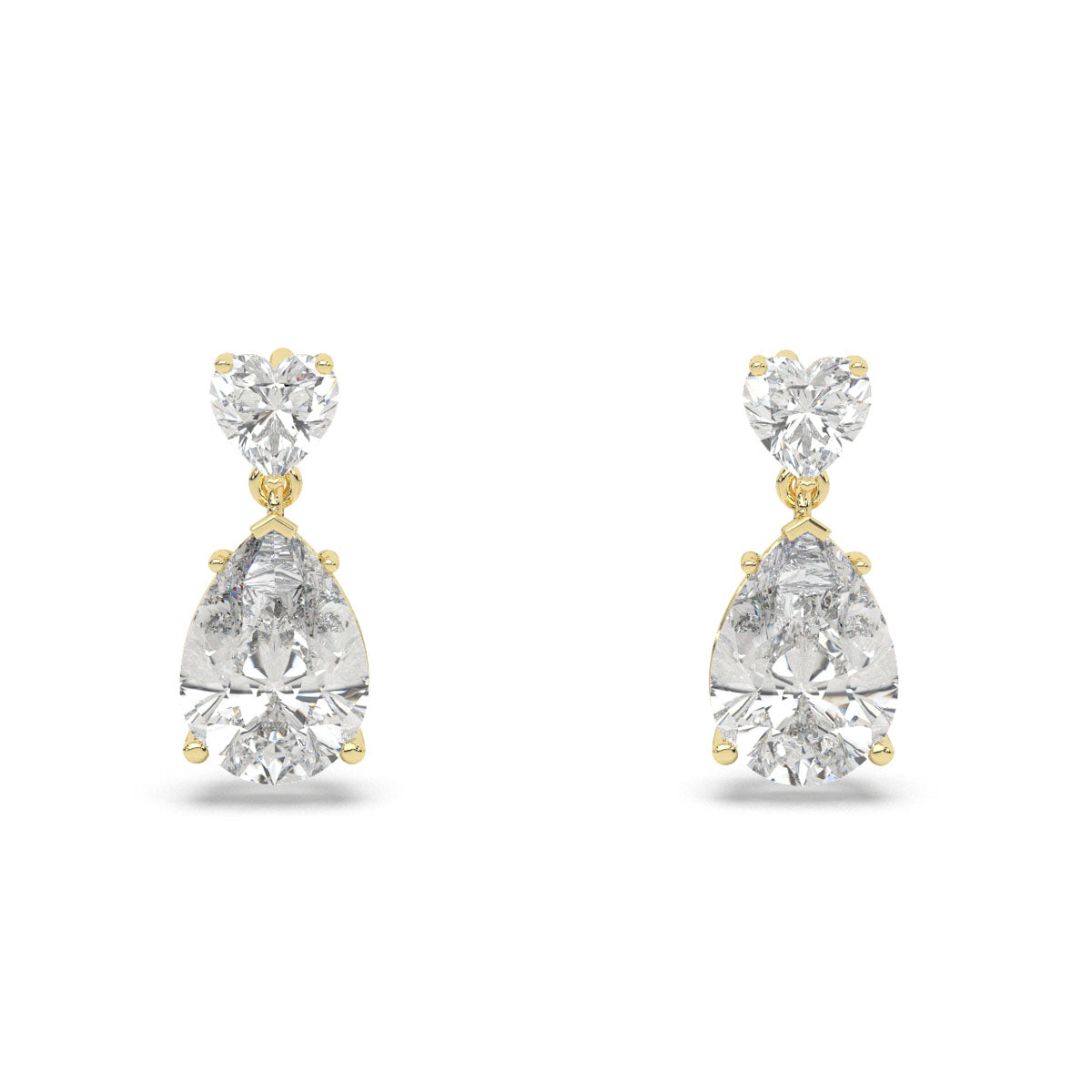 Heart & Pear Diamond Drop Earrings