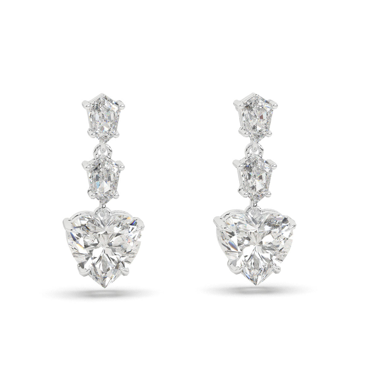 Heart & Shield Cut Diamond Earrings