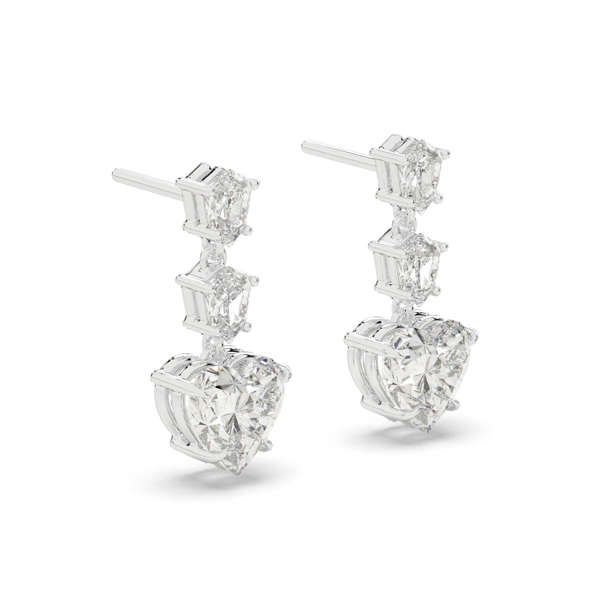 Heart & Shield Cut Diamond Earrings