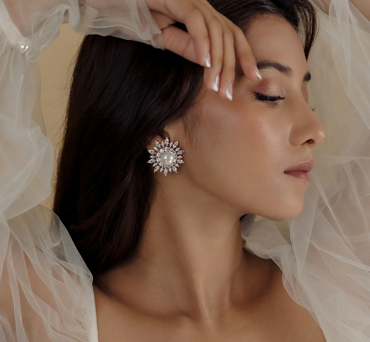 Sunburst Pearl Statement Studs